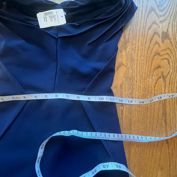 NWT Chiara Boni Dagmara Cap Sleeve Sweetheart Neckline Long Dress Navy Size 2 - Picture 7 of 15